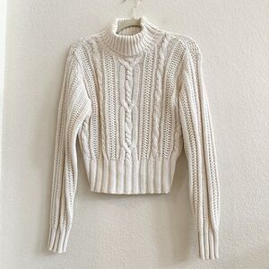 Sixty-two East Cable Chunky Knit Cotton Womens Medium Turtleneck Sweater
